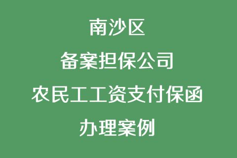 广州市南沙区农民工工资支付保函办理案例